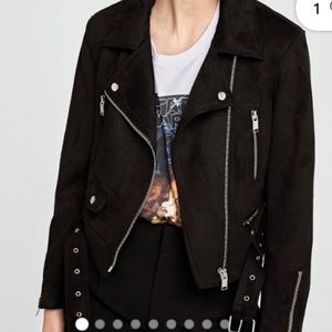 Zara faux suede Moto jacket biker jacket